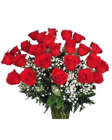 Two Dozen Red Roses Wrapped Flower Arrangement