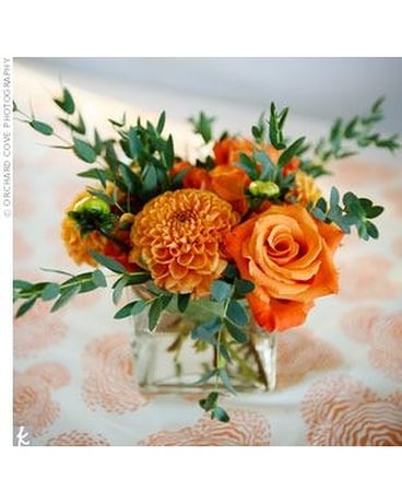 Petite Orange Cube Flower Arrangement