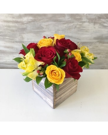 Red and Gold Flower Arrangement