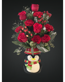 Snow Penguin Flower Arrangement