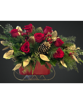 Golden Sleigh Ride Flower Arrangement