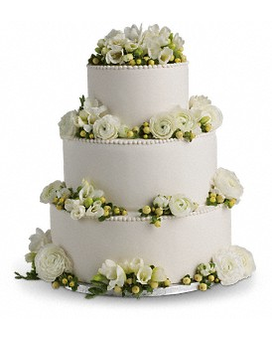 Freesia and Ranunculus Cake Decoration Flower Arrangement