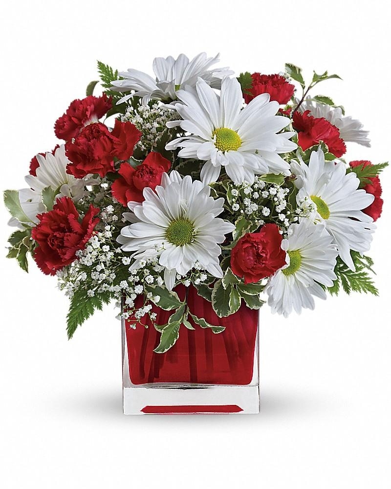 Red And White Delight by Teleflora (clear cube) in Campbell CA - Citti ...