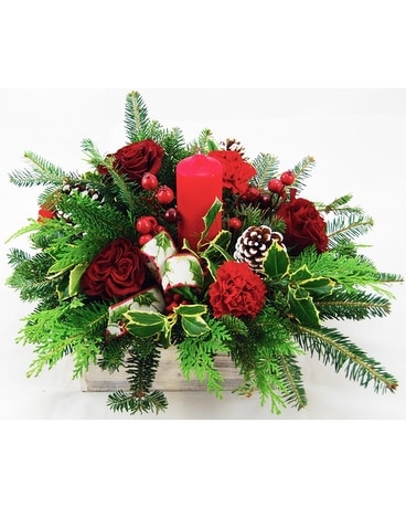 Colonial Florist's Rustic Christmas Box Flower Arrangement