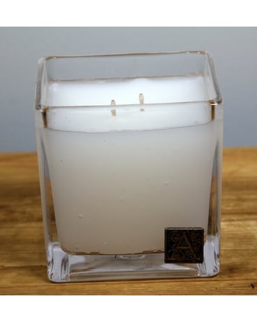 White Teak & Moss - Cube Glass Candle Jar Candle