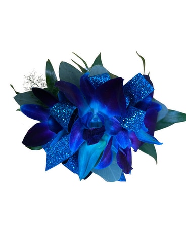 Deep Blue Wrist Corsage Flower Arrangement