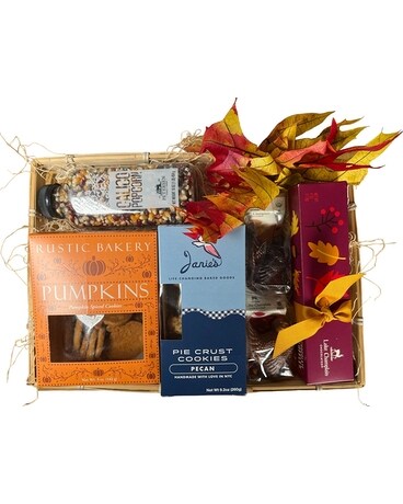 Fall Goodie Gift Basket Flower Arrangement