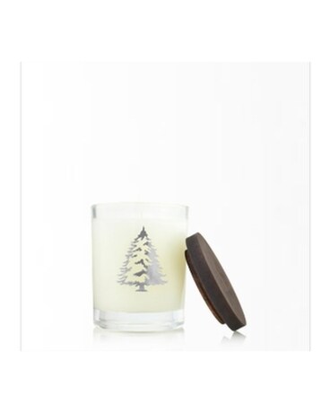 Frasier Fir Statement Candle, Pine Needle Flower Arrangement