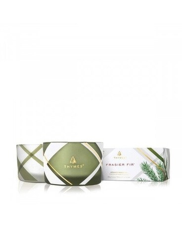 Frasier Fir Frosted Plaid Candle Set Jar Candle