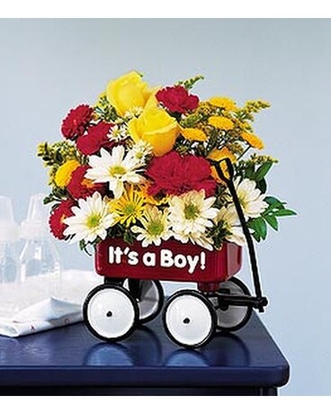 Teleflora's Baby's First Wagon - Boy Flower Arrangement