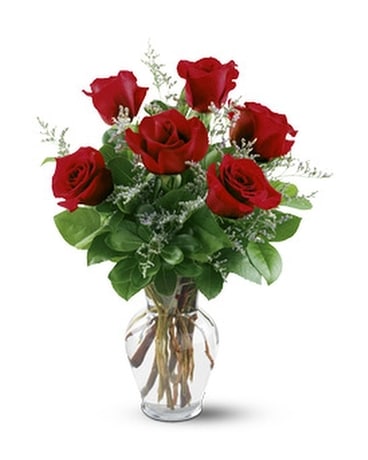 6 Red Roses Flower Arrangement