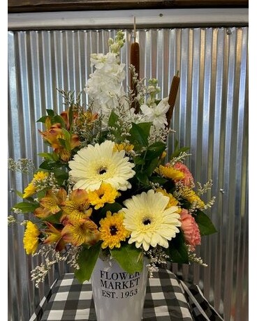 Rustic Flower Market Tin Flower Arrangement