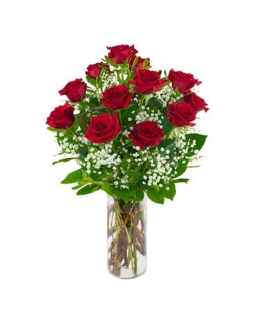 1 Dozen Roses with Filler Flower Arrangement