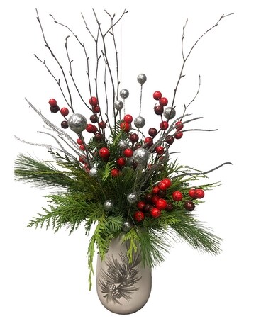Berry and Pine Flower Arrangement