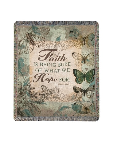 Faith Is Being Sure Tapestry Throw Gifts