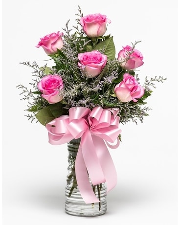 Half Dozen Pink Roses Flower Arrangement