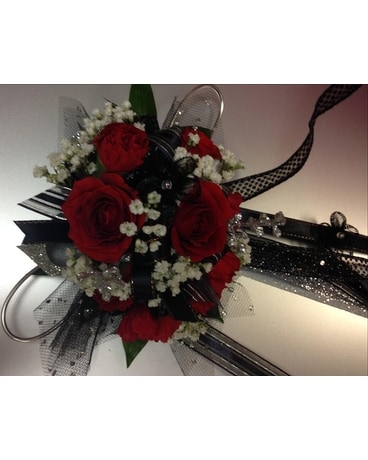 red tie affair Corsage