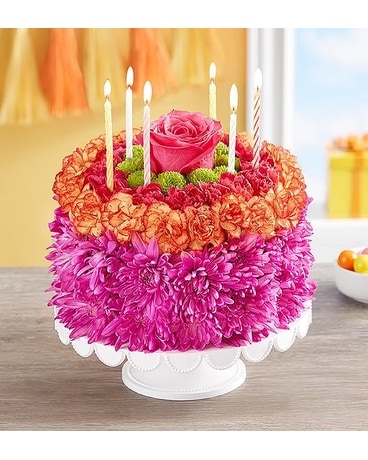 Birthday Wishes Flower Cake Vibrant Flower Arrangement