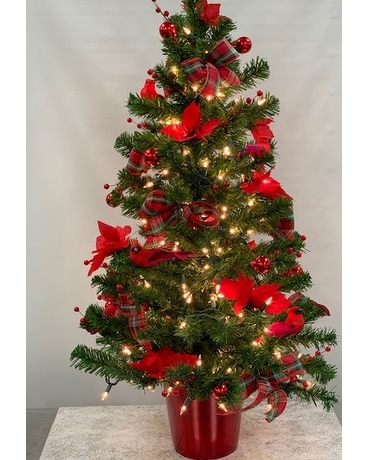 Table Top Christmas Tree Flower Arrangement