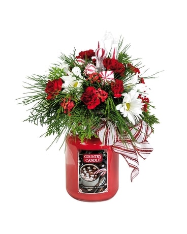 Hot Cocoa Candle Topper Flower Arrangement