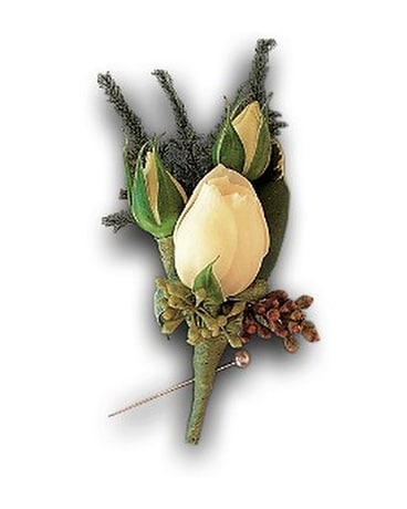 White Spray Rose Boutonniere Boutonniere