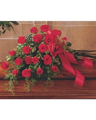 Red Rose Tribute Casket Spray Funeral Casket Spray Flowers