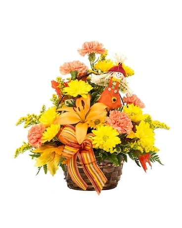 Scarecrow Basket Flower Arrangement