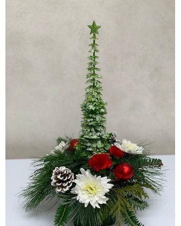 christmas tree flower arrangement