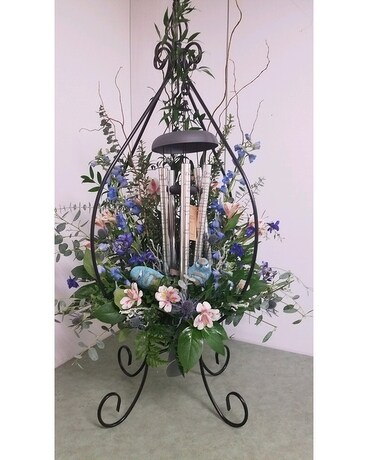 Chime with Stand- Blue and White Sympathy Arrangement