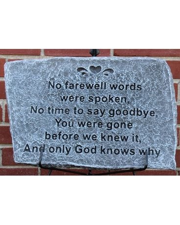 No Farewell Words Plaque Flower Arrangement