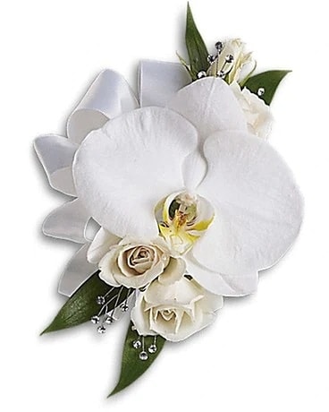 White Orchid and Rose Corsage Corsage