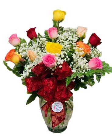 Colorful Rose Bouquet Flower Arrangement