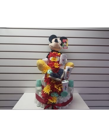Hot Diggity Dog Mickey Mouse Diaper Cake Gifts