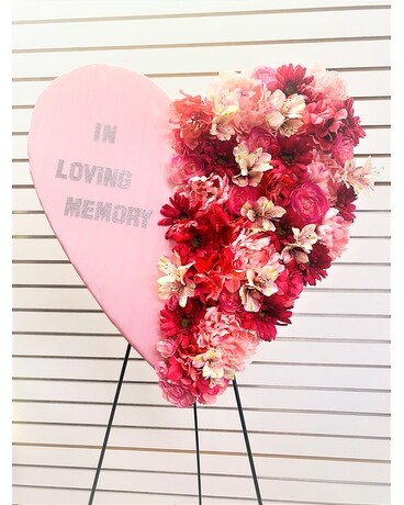 In Loving Memory Heart Standing Spray Funeral Arrangement