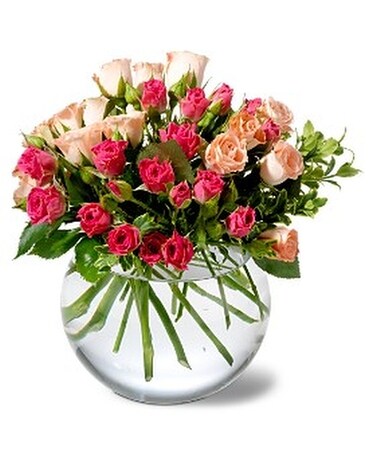 Teleflora's Crimson & Coral Roses Flower Arrangement