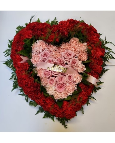 Pink and Red Solid Heart Flower Arrangement