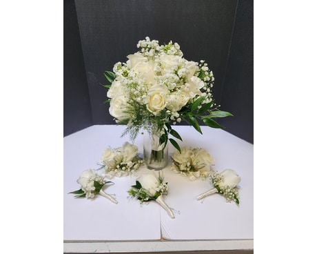 Simple Classic White Bridal Package Wedding Arrangement