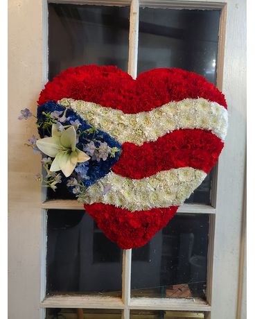 Puerto Rican Flag Sympathy Heart Sympathy Arrangement