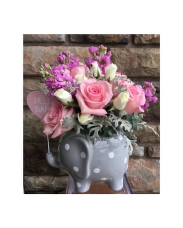 New Baby Girl Elephant Flower Arrangement