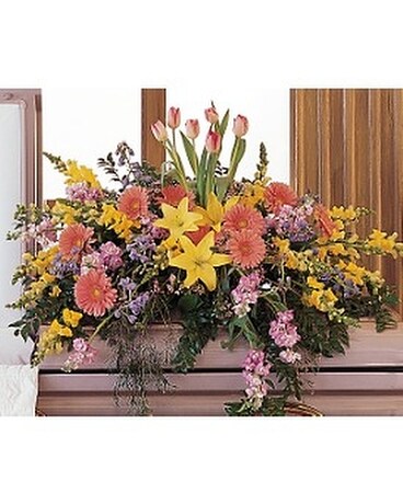 Blooming Glory Casket Spray Flower Arrangement