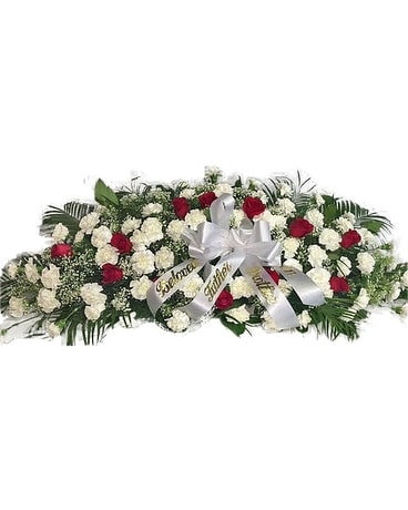 Rose & Carnation Casket Spray Funeral Casket Spray Flowers