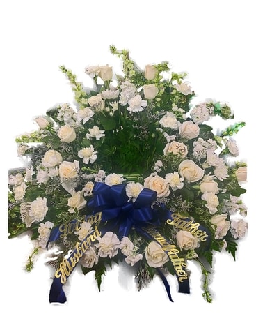 White Assorted Mix Urn Riser Funeral Arrangement
