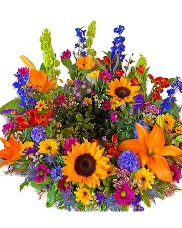 Colorful Mix Urn Riser Funeral Arrangement
