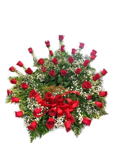 Rose Urn Riser Funeral Arrangement