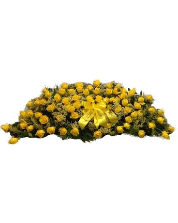 Yellow Rose Casket Spray Funeral Casket Spray Flowers