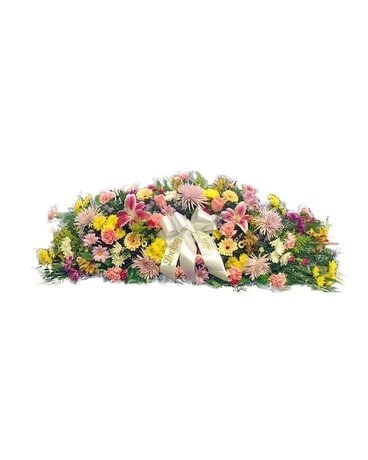 Spring Mix Casket Spray- Color Mix: D Funeral Casket Spray Flowers