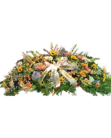Wildflower Fields Casket Spray Funeral Casket Spray Flowers