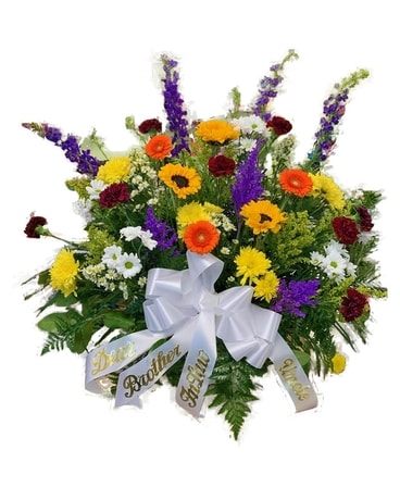 Spring Mix Traditional Basket Funeral Arrangement