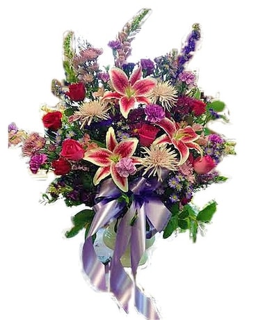 Feminine Mix Traditional Basket Funeral Arrangement