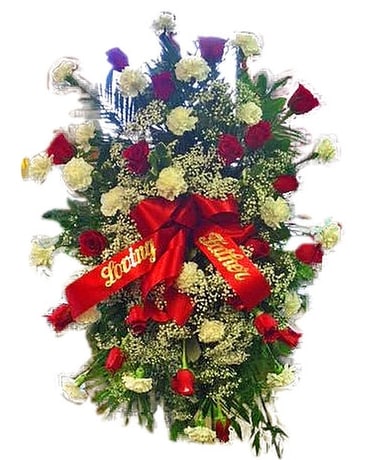 Rose & Carnation Standing Spray Funeral Arrangement
